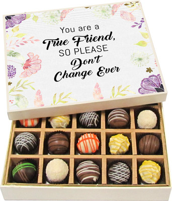Chocholik Friendship Gift - True Friend Never Change - Dark, Milk, White Chocolate - 20pc Truffles(300 g)
Chocholik Friendship Gift - True Friend Never Change - Dark, Milk, White Chocolate - 20pc Truffles(300 g)