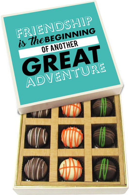 Chocholik Friendship Gift - Friendship Is Beginning of Great Adventure - Dark, Milk, White Chocolate - 9pc Truffles(135 g)
Chocholik Friendship Gift - Friendship Is Beginning of Great Adventure - Dark, Milk, White Chocolate - 9pc Truffles(135 g)