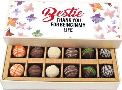 Chocholik Friendship Gift - Bestie Thank You - Dark, Milk, White Chocolate - 12pc Truffles(180 g)
Chocholik Friendship Gift - Bestie Thank You - Dark, Milk, White Chocolate - 12pc Truffles(180 g)