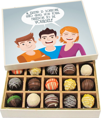 Chocholik Friendship Gift - A Friend Is Someone Who Gives You Total Freedom - Dark, Milk, White Chocolate - 20pc Truffles(300 g)
Chocholik Friendship Gift - A Friend Is Someone Who Gives You Total Freedom - Dark, Milk, White Chocolate - 20pc Truffles(300 g)