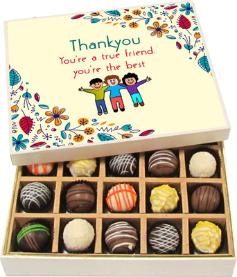 Chocholik Friendship Gift - Thank you You're A True Friend - Dark, Milk, White Chocolate - 20pc Truffles(300 g)
Chocholik Friendship Gift - Thank you You're A True Friend - Dark, Milk, White Chocolate - 20pc Truffles(300 g)