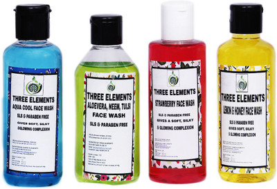 Three Elements Face Wash - SLS & Paraben Free ( Pack of 4) Face Wash(5 ml)