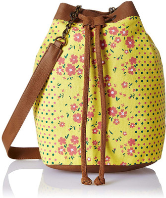 Kanvas Katha Women Casual Yellow Canvas Sling Bag