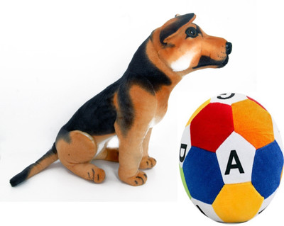 DINAARKAN SOFT TOY COMBO OF GERMAN SHEPHERD DOG 50 cm & ABC BALL 21 cm - 50 cm(Multicolor)