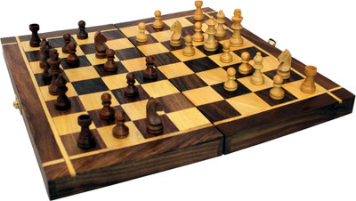 LUNATIC CRAFTWORK Wooden foldable 10 X 10 Inches Chess Board Game