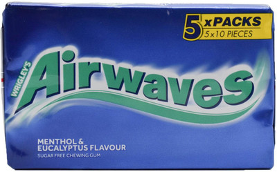 Wrigleys Airwaves Menthol & Eucalyptus Flavour Gum - 5 Pack (5x10pc) Menthol & Eucalyptus Chewing Gum(70 g)
Wrigleys Airwaves Menthol & Eucalyptus Flavour Gum - 5 Pack (5x10pc) Menthol & Eucalyptus Chewing Gum(70 g)