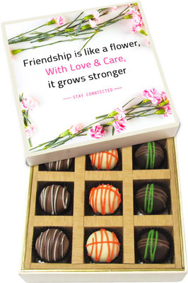 Chocholik Friendship Is Like a Flower With Love & Care - Dark, Milk, White Chocolate Truffles - 9pc Truffles(135 g)
Chocholik Friendship Is Like a Flower With Love & Care - Dark, Milk, White Chocolate Truffles - 9pc Truffles(135 g)