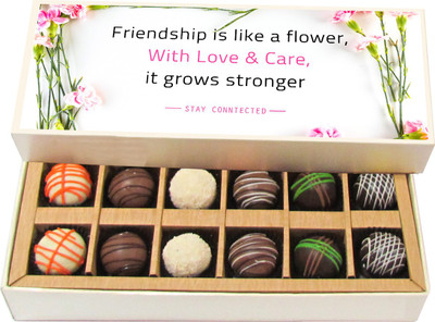 Chocholik Friendship Is Like a Flower With Love & Care - Dark, Milk, White Chocolate Truffles - 12pc Truffles(180 g)
Chocholik Friendship Is Like a Flower With Love & Care - Dark, Milk, White Chocolate Truffles - 12pc Truffles(180 g)
