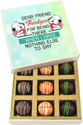 Chocholik Thank You For Being There When I Have Nothing Else To Say - Dark, Milk, White Chocolate Truffles - 9pc Truffles(135 g)
Chocholik Thank You For Being There When I Have Nothing Else To Say - Dark, Milk, White Chocolate Truffles - 9pc Truffles(135 g)