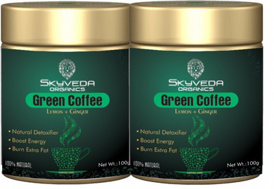 Skyveda Organics GREEN COFFEE FOR WEIGHT LOSS 100% NATURAL,GLUTEN FREE FOR UNISEX Instant Coffee 200 g(Pack of 2, Ginger Flavoured)