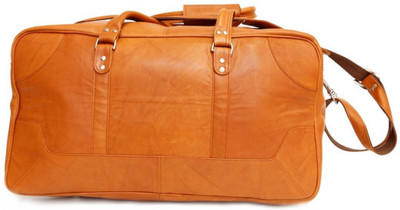 S R Leather (Expandable) Leather Travel Duffel Bag(Brown)