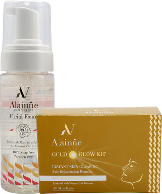 Alainne Facial Foam- Basil & Calendula & Golden Glow Facial Combo kit 250 ml(Set of 2)
