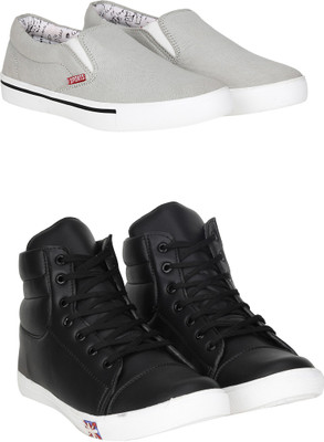 Knot n Lace Combo Pack of 2 Casual Sneakers Sneakers For Men(Black, Grey