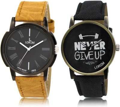 LOREM LR19-27 COMBO Black Round Boy's Leather Watch - For Men