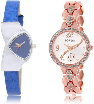 LOREM LR208-215 COMBO Silver & Blue Round & Triangle Girl's Metal Bracelet & Leather Watch - For Women
LOREM LR208-215 COMBO Silver & Blue Round & Triangle Girl's Metal Bracelet & Leather Watch - For Women