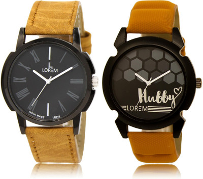 LOREM LR19-32 COMBO Black Round Boy's Leather Watch - For Men