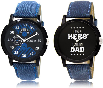 LOREM LR2-7 COMBO Black Round Boy's Leather Watch - For Men