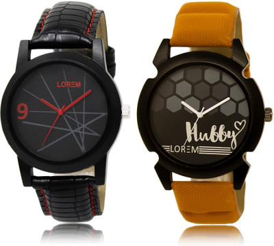 LOREM LR8-32 COMBO Black Round Boy's Leather Watch - For Men