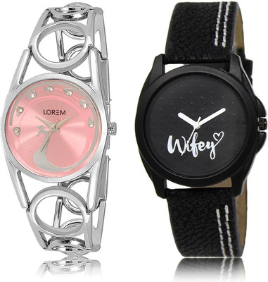 LOREM LR233-234 COMBO Black & Pink Round Girl's Leather & Metal Bracelet Watch - For Women
LOREM LR233-234 COMBO Black & Pink Round Girl's Leather & Metal Bracelet Watch - For Women