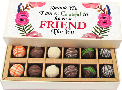 Chocholik Thank you I Am So Grateful To Have A Friend Like You - Dark, Milk, White Chocolate Truffles - 12pc Truffles(180 g)
Chocholik Thank you I Am So Grateful To Have A Friend Like You - Dark, Milk, White Chocolate Truffles - 12pc Truffles(180 g)