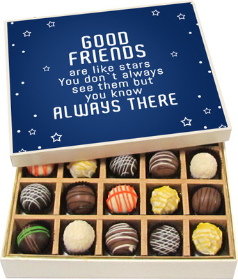 Chocholik Friendship Gift - Good Friends Are Like Stars - Dark, Milk, White Chocolate - 20pc Truffles(300 g)