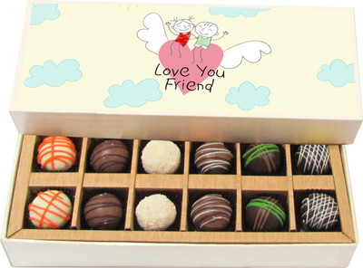 Chocholik Love You Friend - Dark, Milk, White Chocolate Truffles - 12pc Truffles(180 g)
Chocholik Love You Friend - Dark, Milk, White Chocolate Truffles - 12pc Truffles(180 g)