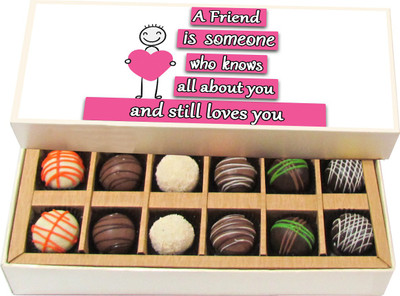 Chocholik A Friend Is Someone Who Knows All About You - Dark, Milk, White Chocolate Truffles - 12pc Truffles(180 g)
Chocholik A Friend Is Someone Who Knows All About You - Dark, Milk, White Chocolate Truffles - 12pc Truffles(180 g)