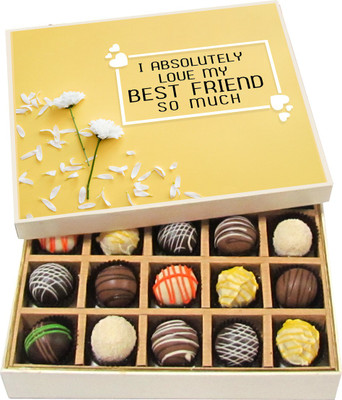Chocholik I Absolutely Love My Best Friend So Much - Dark, Milk, White Chocolate Truffles - 20pc Truffles(300 g)
Chocholik I Absolutely Love My Best Friend So Much - Dark, Milk, White Chocolate Truffles - 20pc Truffles(300 g)
