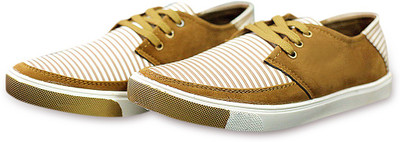 Foot Locker STRIPE PATTERN CASUAL SHOES Casuals For Men(Beige