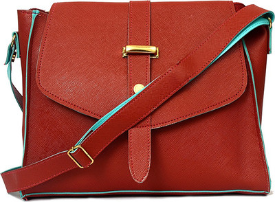 RISH Women Formal Brown Rexine Sling Bag