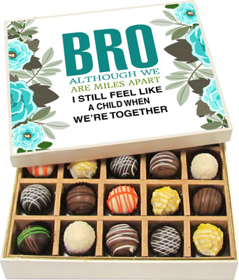Chocholik Rakshabandhan Gift Box - Feel Like a Child When We Are Together - Dark, Milk, White Chocolate Truffles - 20pc Truffles(300 g)
Chocholik Rakshabandhan Gift Box - Feel Like a Child When We Are Together - Dark, Milk, White Chocolate Truffles - 20pc Truffles(300 g)