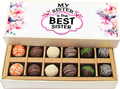 Chocholik Rakshabandhan Gift Box - My Sister Is the Best Sister - Dark, Milk, White Chocolate Truffles - 12pc Truffles(180 g)
Chocholik Rakshabandhan Gift Box - My Sister Is the Best Sister - Dark, Milk, White Chocolate Truffles - 12pc Truffles(180 g)