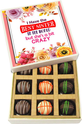 Chocholik Rakshabandhan Gift Box - I Have the Best Sister in the World - Dark, Milk, White Chocolate Truffles - 9pc Truffles(135 g)
Chocholik Rakshabandhan Gift Box - I Have the Best Sister in the World - Dark, Milk, White Chocolate Truffles - 9pc Truffles(135 g)