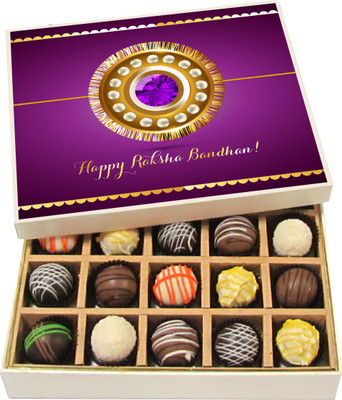 Chocholik Rakhi Gift Box - Happy Raksha Bandhan - Dark, Milk, White Chocolate Truffles - 20pc Truffles(300 g)
Chocholik Rakhi Gift Box - Happy Raksha Bandhan - Dark, Milk, White Chocolate Truffles - 20pc Truffles(300 g)