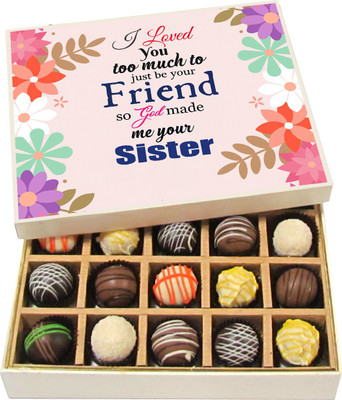 Chocholik Rakshabandhan Gift Box - I Loved You Too Much to Just Be Your Friend - Dark, Milk, White Chocolate Truffles - 20pc Truffles(300 g)
Chocholik Rakshabandhan Gift Box - I Loved You Too Much to Just Be Your Friend - Dark, Milk, White Chocolate Truffles - 20pc Truffles(300 g)