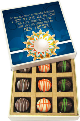 Chocholik Rakshabandhan Gift Box - On the Occasion of Raksha Bandhan - Dark, Milk, White Chocolate Truffles - 9pc Truffles(135 g)
Chocholik Rakshabandhan Gift Box - On the Occasion of Raksha Bandhan - Dark, Milk, White Chocolate Truffles - 9pc Truffles(135 g)