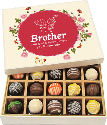 Chocholik Rakshabandhan Gift Box - I Love You Brother - Dark, Milk, White Chocolate Truffles - 20pc Truffles(300 g)
Chocholik Rakshabandhan Gift Box - I Love You Brother - Dark, Milk, White Chocolate Truffles - 20pc Truffles(300 g)