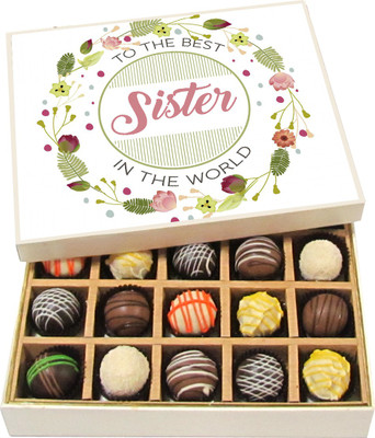 Chocholik Rakhi Gift Box - Best Sister - Dark, Milk, White Chocolate Truffles - 20pc Truffles(300 g)
Chocholik Rakhi Gift Box - Best Sister - Dark, Milk, White Chocolate Truffles - 20pc Truffles(300 g)