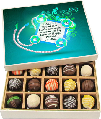 Chocholik Rakhi Gift Box - Rakhi Is A Thread That Binds Two Souls In A Bond - Dark, Milk, White Chocolate Truffles - 20pc Truffles(300 g)
Chocholik Rakhi Gift Box - Rakhi Is A Thread That Binds Two Souls In A Bond - Dark, Milk, White Chocolate Truffles - 20pc Truffles(300 g)