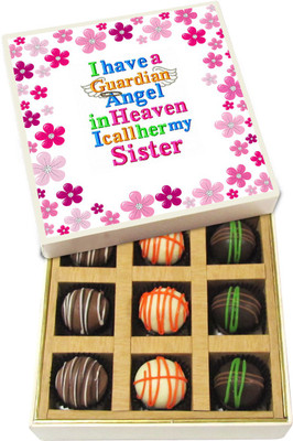 Chocholik Rakhi Gift Box - I Have a Guardian Angel in Heaven I Call Her My Sister - Dark, Milk, White Chocolate Truffles - 9pc Truffles(135 g)
Chocholik Rakhi Gift Box - I Have a Guardian Angel in Heaven I Call Her My Sister - Dark, Milk, White Chocolate Truffles - 9pc Truffles(135 g)