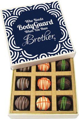Chocholik Rakhi Gift Box - Who Needs Bodyguard When You Have Brother - Dark, Milk, White Chocolate Truffles - 9pc Truffles(135 g)
Chocholik Rakhi Gift Box - Who Needs Bodyguard When You Have Brother - Dark, Milk, White Chocolate Truffles - 9pc Truffles(135 g)