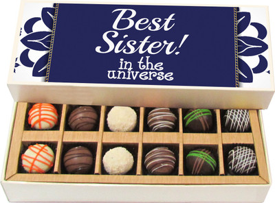 Chocholik Rakshabandhan Gift Box - Best Sister in the Universe - Dark, Milk, White Chocolate Truffles - 12pc Truffles(180 g)
Chocholik Rakshabandhan Gift Box - Best Sister in the Universe - Dark, Milk, White Chocolate Truffles - 12pc Truffles(180 g)