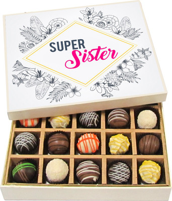 Chocholik Rakhi Gift Box - Super Sister - Dark, Milk, White Chocolate Truffles - 20pc Truffles(300 g)
Chocholik Rakhi Gift Box - Super Sister - Dark, Milk, White Chocolate Truffles - 20pc Truffles(300 g)