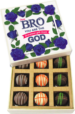 Chocholik Rakshabandhan Gift Box - You Are the Greatest Gift From God - Dark, Milk, White Chocolate Truffles - 9pc Truffles(135 g)
Chocholik Rakshabandhan Gift Box - You Are the Greatest Gift From God - Dark, Milk, White Chocolate Truffles - 9pc Truffles(135 g)