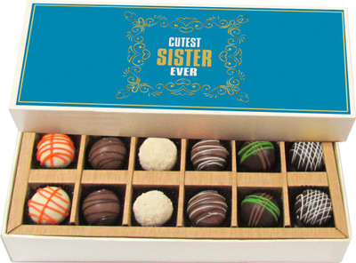 Chocholik Rakshabandhan Gift Box - Cutest Sister Ever - Dark, Milk, White Chocolate Truffles - 12pc Truffles(180 g)
Chocholik Rakshabandhan Gift Box - Cutest Sister Ever - Dark, Milk, White Chocolate Truffles - 12pc Truffles(180 g)