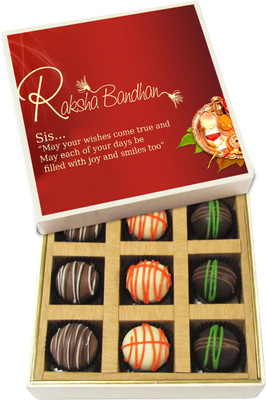 Chocholik Rakhi Gift Box - May Your Wishes Come True - Dark, Milk, White Chocolate Truffles - 9pc Truffles(135 g)
Chocholik Rakhi Gift Box - May Your Wishes Come True - Dark, Milk, White Chocolate Truffles - 9pc Truffles(135 g)