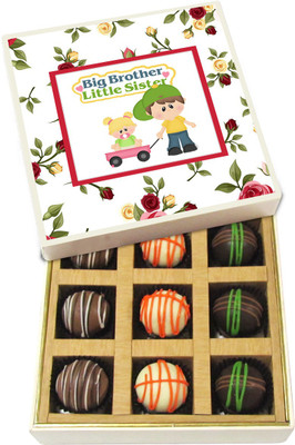 Chocholik Rakhi Gift Box - Big Brother Little Sister - Dark, Milk, White Chocolate Truffles - 9pc Truffles(135 g) 
Chocholik Rakhi Gift Box - Big Brother Little Sister - Dark, Milk, White Chocolate Truffles - 9pc Truffles(135 g)