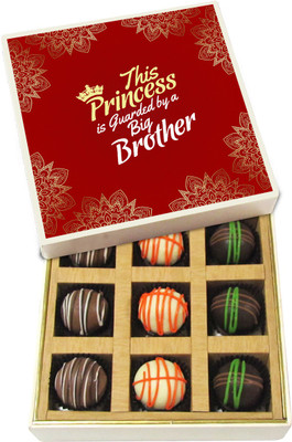 Chocholik Rakshabandhan Gift Box - This Princess Is Guarded by a Big Brother - Dark, Milk, White Chocolate Truffles - 9pc Truffles(135 g)
Chocholik Rakshabandhan Gift Box - This Princess Is Guarded by a Big Brother - Dark, Milk, White Chocolate Truffles - 9pc Truffles(135 g)