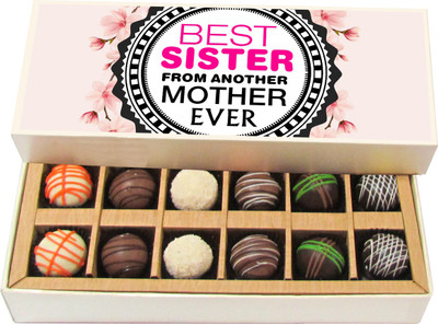 Chocholik Rakshabandhan Gift Box - Best Sister From Another Mother Ever - Dark, Milk, White Chocolate Truffles - 12pc Truffles(180 g)
Chocholik Rakshabandhan Gift Box - Best Sister From Another Mother Ever - Dark, Milk, White Chocolate Truffles - 12pc Truffles(180 g)
