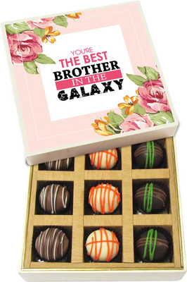 Chocholik Rakhi Gift Box - You Are the Best Brother in the Galaxy - Dark, Milk, White Chocolate Truffles - 9pc Truffles(135 g)
Chocholik Rakhi Gift Box - You Are the Best Brother in the Galaxy - Dark, Milk, White Chocolate Truffles - 9pc Truffles(135 g)